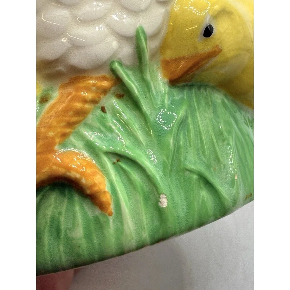 VTG 1983 Ceramic Chicken Hen & Chicks Kitchen Utensil Holder Pen Jar Planter +
